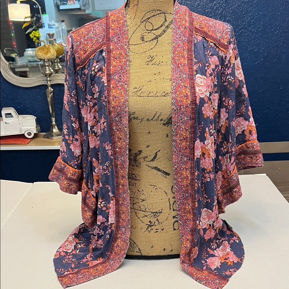 MATILDA JANE FLORAL KIMONO VISCOSE METALLIC SIZE XS
